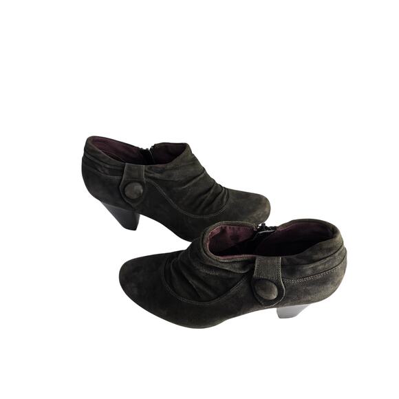 Indigo by Clarks Grey Suede Block Heel Oxford Heels 3.5 in. Size 8.5M - Picture 1 of 7
